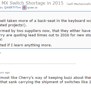 Possible Cherry MX Switch Shortage in 2015?